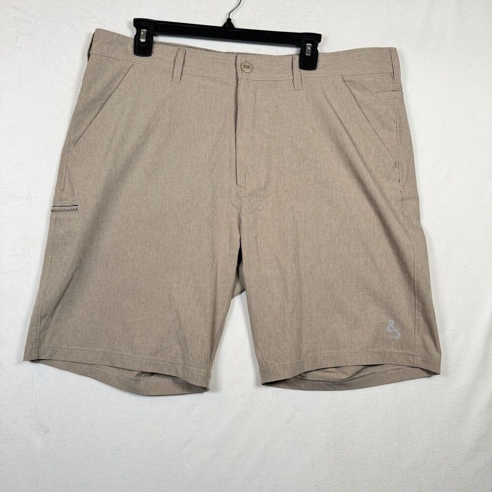 Hook & Tackle Hi Tide Shorts Mens 38 Tan Fishing Hybrid Performance Stretch